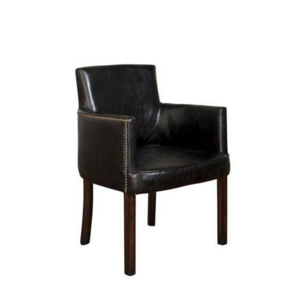 LEATHER CARVER CHAIR VINTAGE BLACK