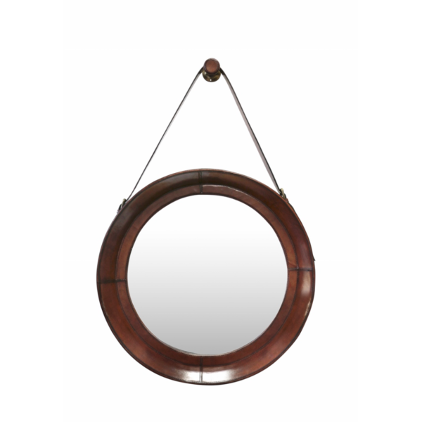 Leather Round Mirror Medium