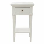 WHITE BEDSIDE IN MAHOGANY WITH 1 DRAWER & SHELF
