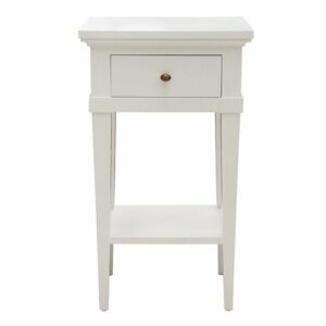 WHITE BEDSIDE IN MAHOGANY WITH 1 DRAWER & SHELF