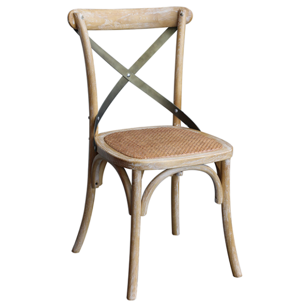 CROSS BACK DINING CHAIR WHITE WASH