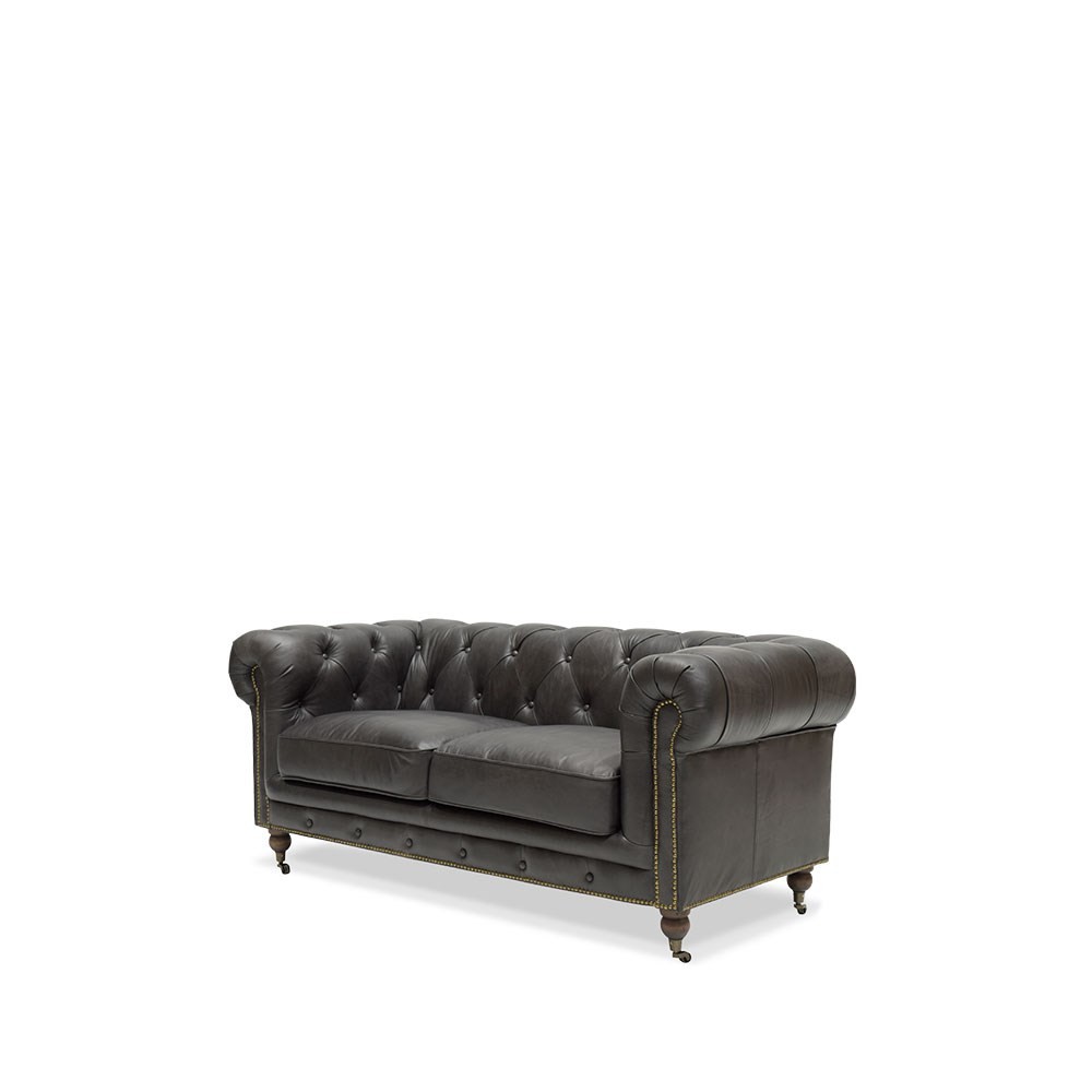 STANHOPE CHESTERFIELD - 2 SEATER, AGED ONYX
