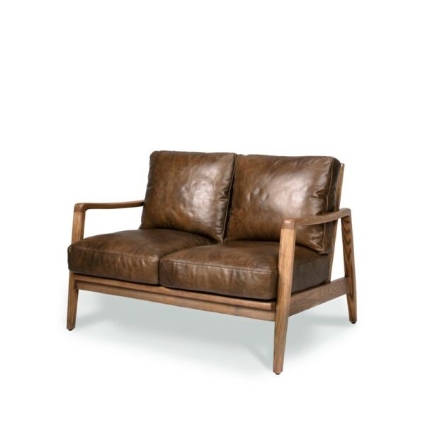 REID 2 SEATER SOFA - BROWN LEATHER