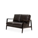 REID 2 SEATER SOFA - BLACK LEATHER - BLACK FRAME