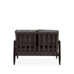 REID 2 SEATER SOFA - BLACK LEATHER - BLACK FRAME