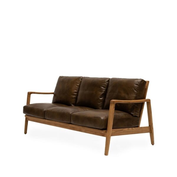 REID 3 SEATER SOFA - BROWN LEATHER