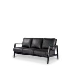 REID 3 SEATER SOFA - BLACK LEATHER - BLACK FRAME