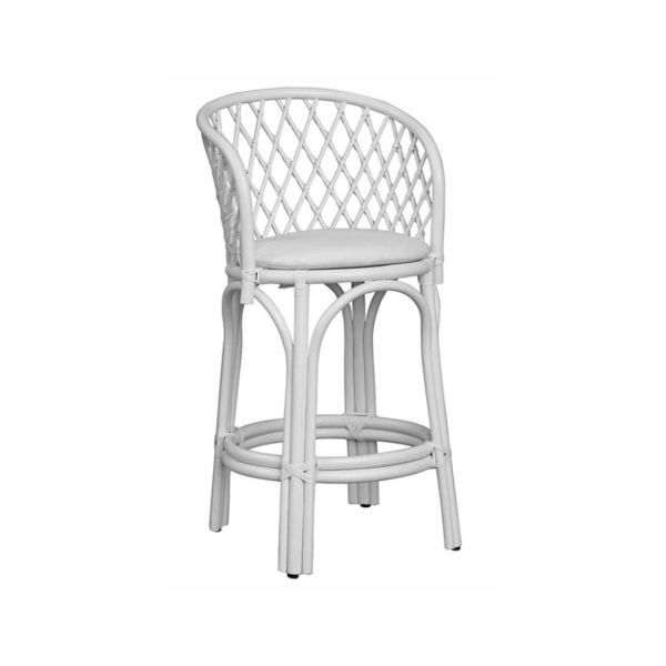 White rattan bar stool
