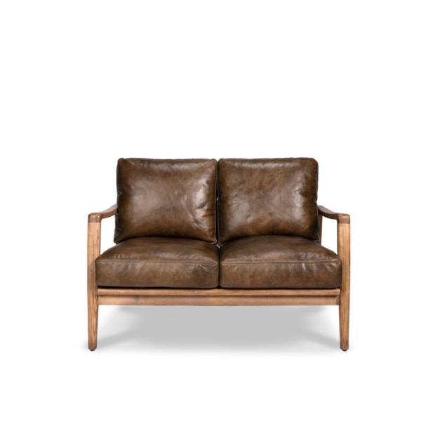 REID 2 SEATER SOFA - BROWN LEATHER