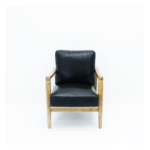 REID ARMCHAIR - BLACK LEATHER, NATURAL FRAME