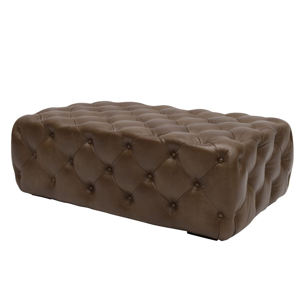 BUTTONED LEATHER OTTOMAN