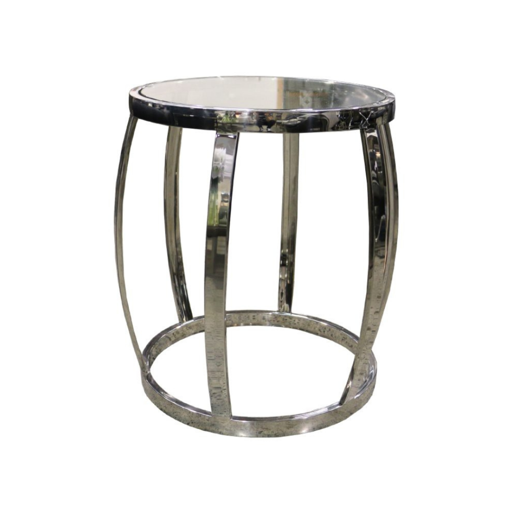 Drum Side Table Polished+Clear Palette Design