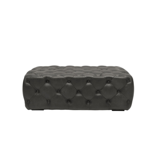 BUTTONED LEATHER OTTOMAN