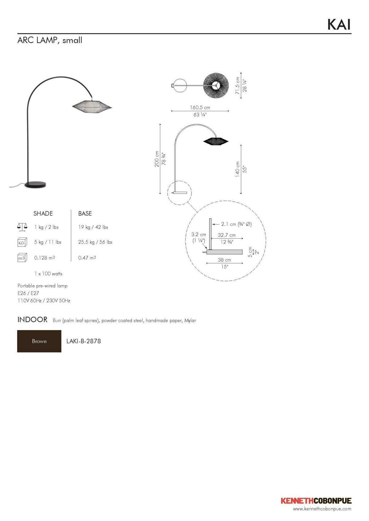 Cobonpue Floor Lamp Kai Arc S Brown - Image 3