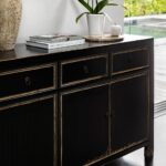 Oriental Painted 4 Door Sideboard - Vintage Black - Image 6