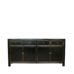 ORIENTAL PAINTED 4 DOOR SIDEBOARD - VINTAGE BLACK
