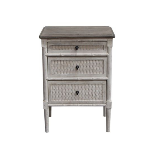 LAURETTE 3 DRAWER BEDSIDE TABLE