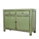 Oriental Painted 2 Door Sideboard - Green - Image 5