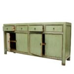 Oriental Painted 4 Door Sideboard - Green - Image 5