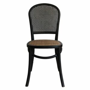 BLACK AND RATTAN CHAIR