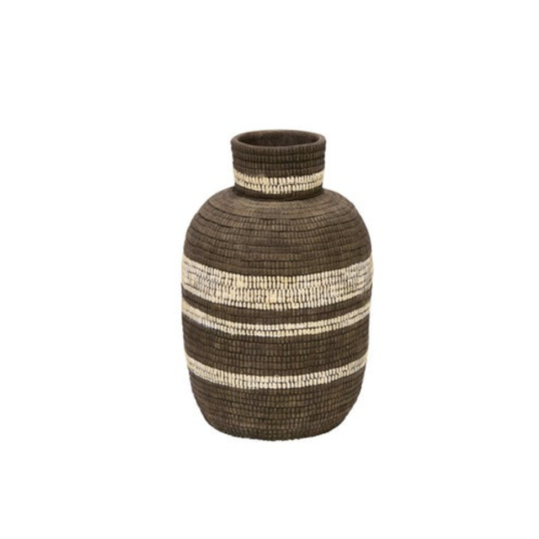 Woven Pot Tall - Brown/White