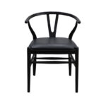 Wishbone Black Leather Dining Chair - Image 2