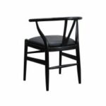 Wishbone Black Leather Dining Chair - Image 3
