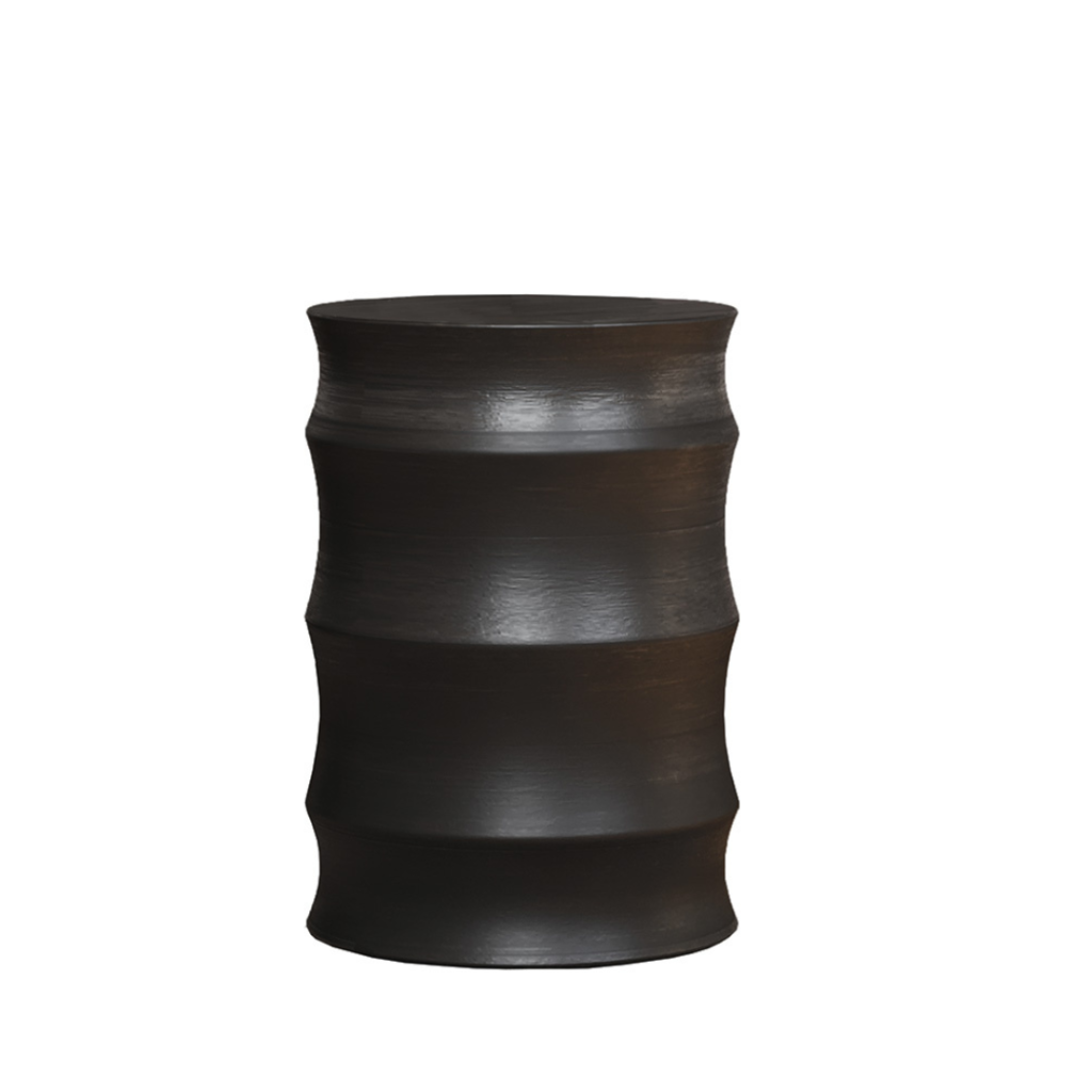 Wooden Drum Side Table Black Palette Design