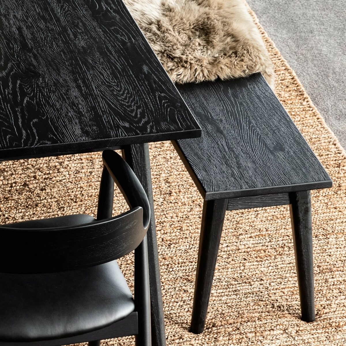 Vaasa Oak Dining Table 220cm Matt Black - Image 9