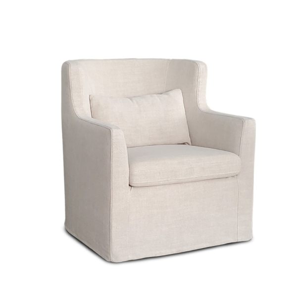 BAXTER Oscar Swivel Chair Linen-Look Slipcover Taupe