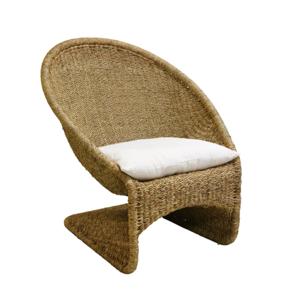 Scoop Chair Rope Natural w/Cream Seat & Back Cushion
