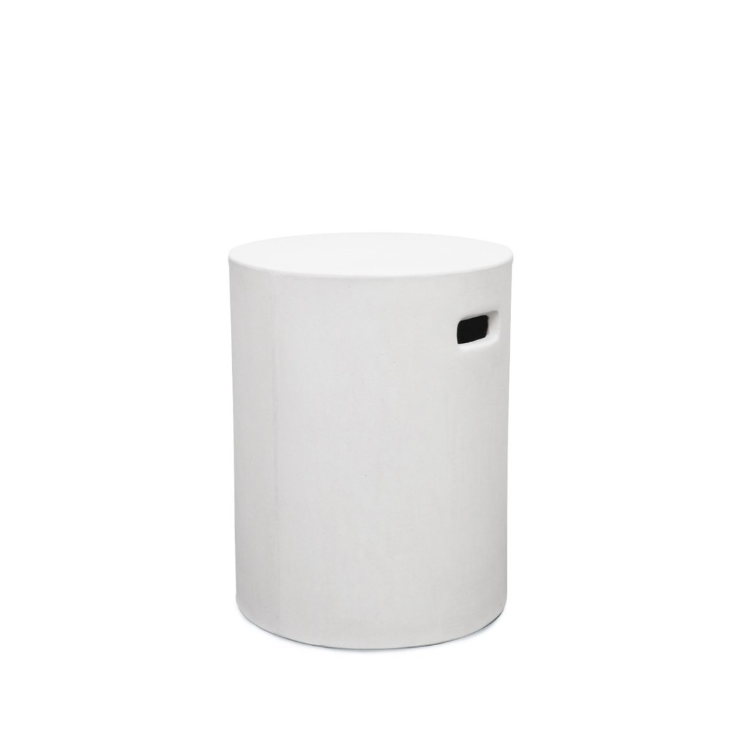 WHITE CONCRETE PIPE SIDE TABLE / STOOL