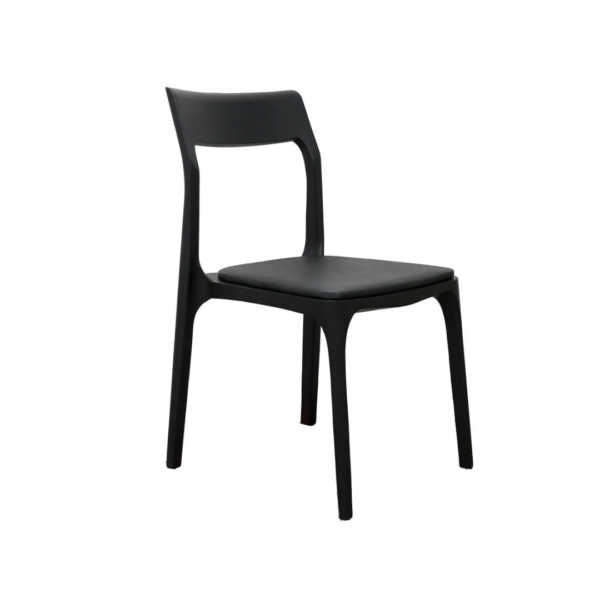COOPER STACKABLE DINING CHAIR - BLACK LEATHER