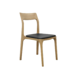 COOPER STACKABLE DINING CHAIR - NATURAL FRAME / BLACK LEATHER