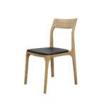 Cooper Stackable Dining Chair Natural Frame Black Leather - Image 3