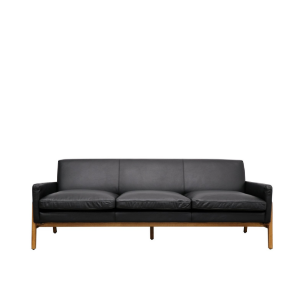 SAWYER 3 SEATER SOFA - BLACK LEATHER