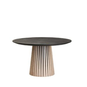 ARCADIA ROUND DINING TABLE - MATT BLACK / BRUSHED LIGHT GREY