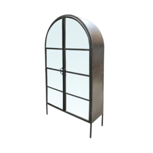 Arch Iron and Glass Cabinet
