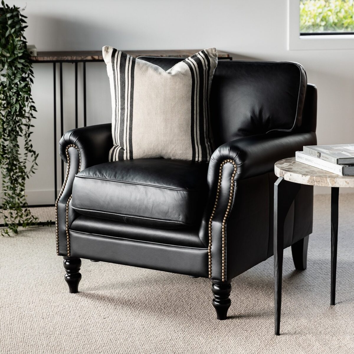 Brunton Armchair - Onyx Leather - Image 2
