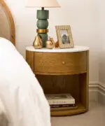 Dana Oval Oak and Marble Bedside - Image 2