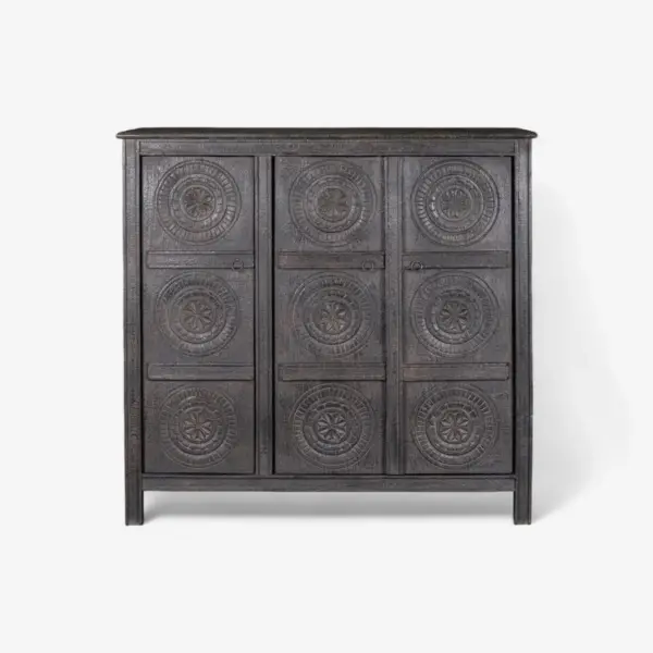 Theron Carved Cabinet Black