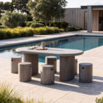 Solona Outdoor Concrete Dining Table – Grey - Image 2